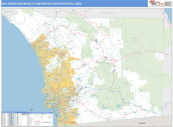 San Diego-Carlsbad Metro Area Digital Map Basic Style